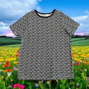 All American Comfort Floral Long Cotton Shirt Womens Medium Blue & White Flowers